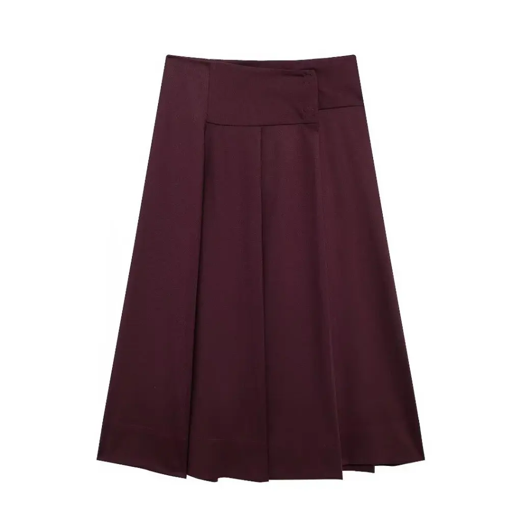 

Women's Winter Fashion A-Line Midi Skirt Wide Pleated Street Style European American All-Match Design