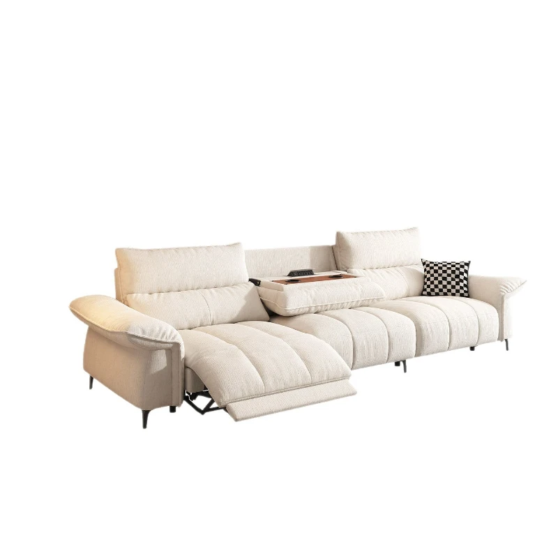 

Electric double-function cotton and linen fabric sofa living room zero against the wall