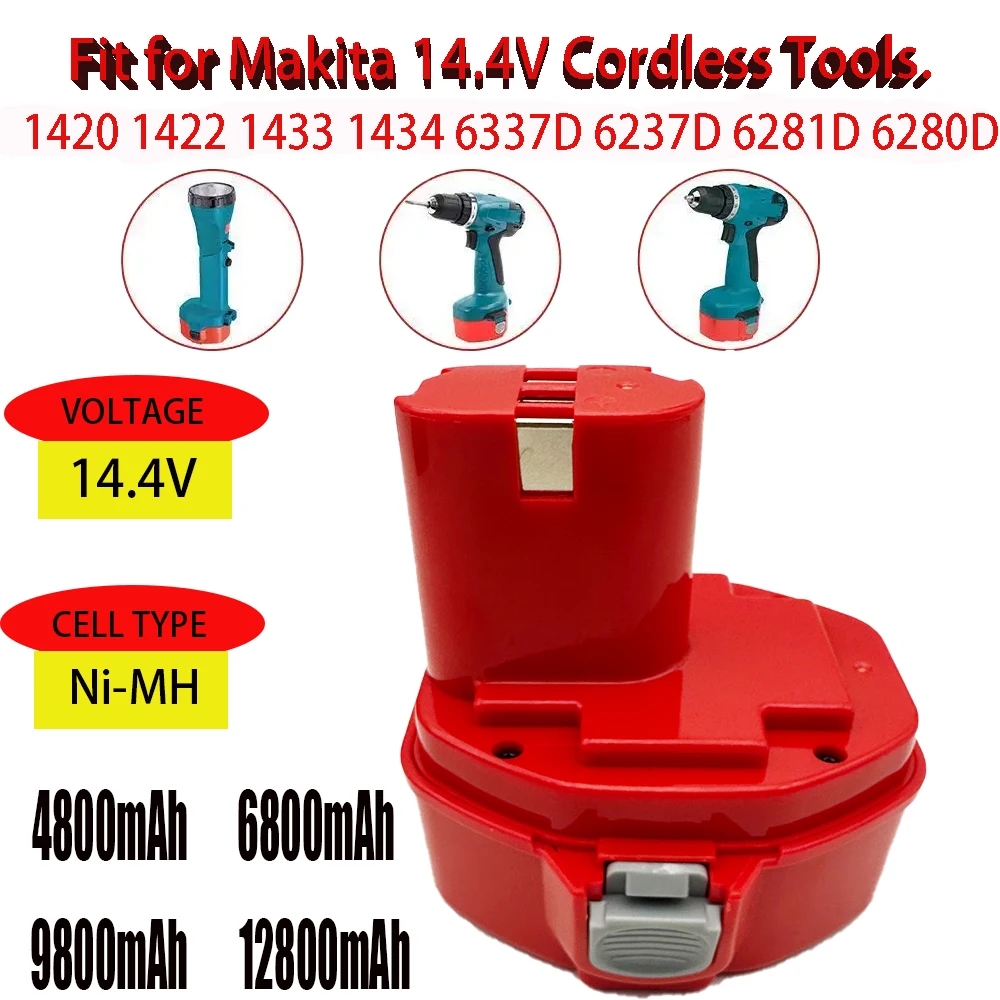 100 % Original 14,4 V 12800 mAh NI-CD Werkzeugakku für MAKITA 14,4 V Akku für Makita PA14,1422,1420 192600-1 6281D 6280D