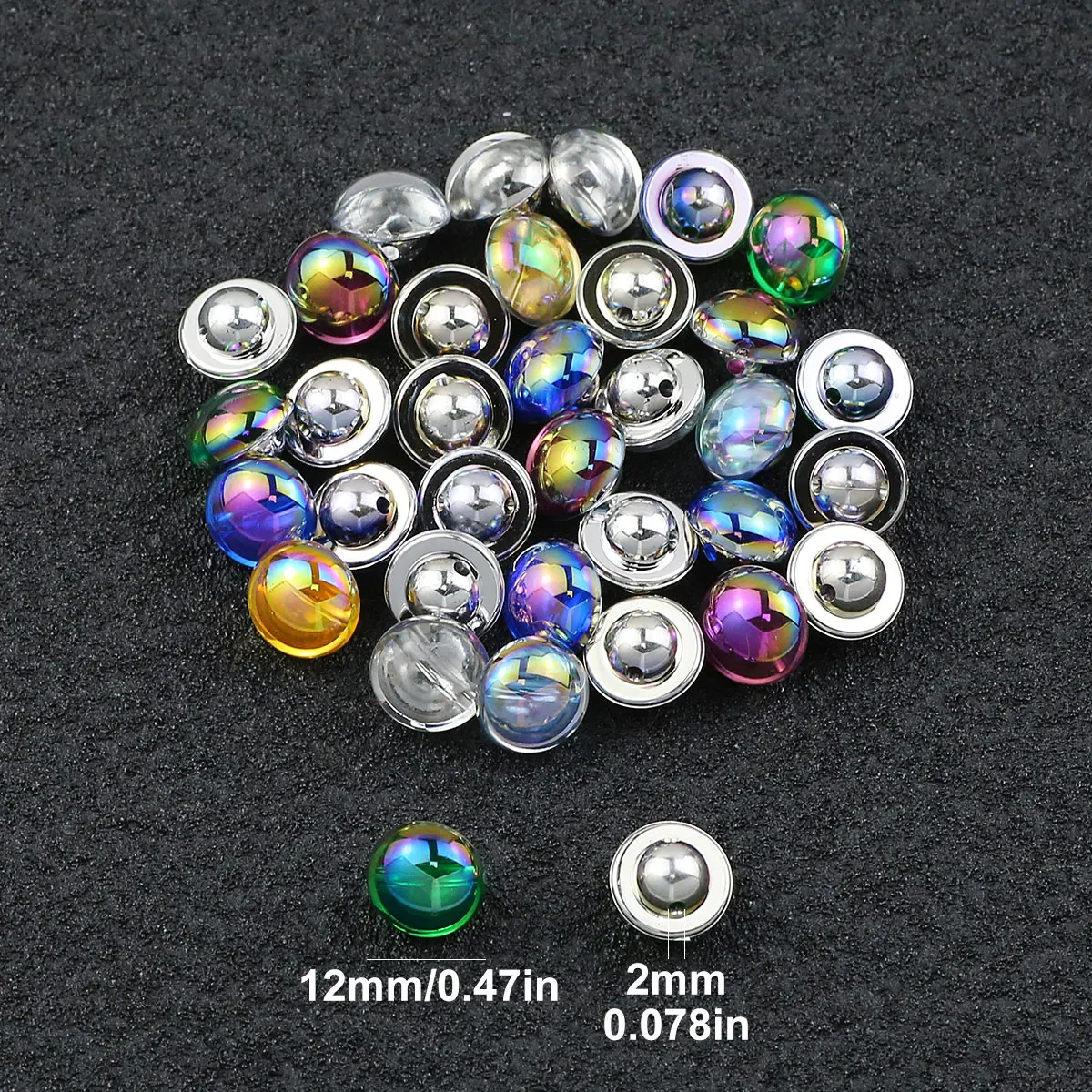 20/40Pcs 12mm Acrylic AB Coated Color Button Beads Spacer Loose Beads For Jewelry Making DIY Bracelets Necklace Accessories