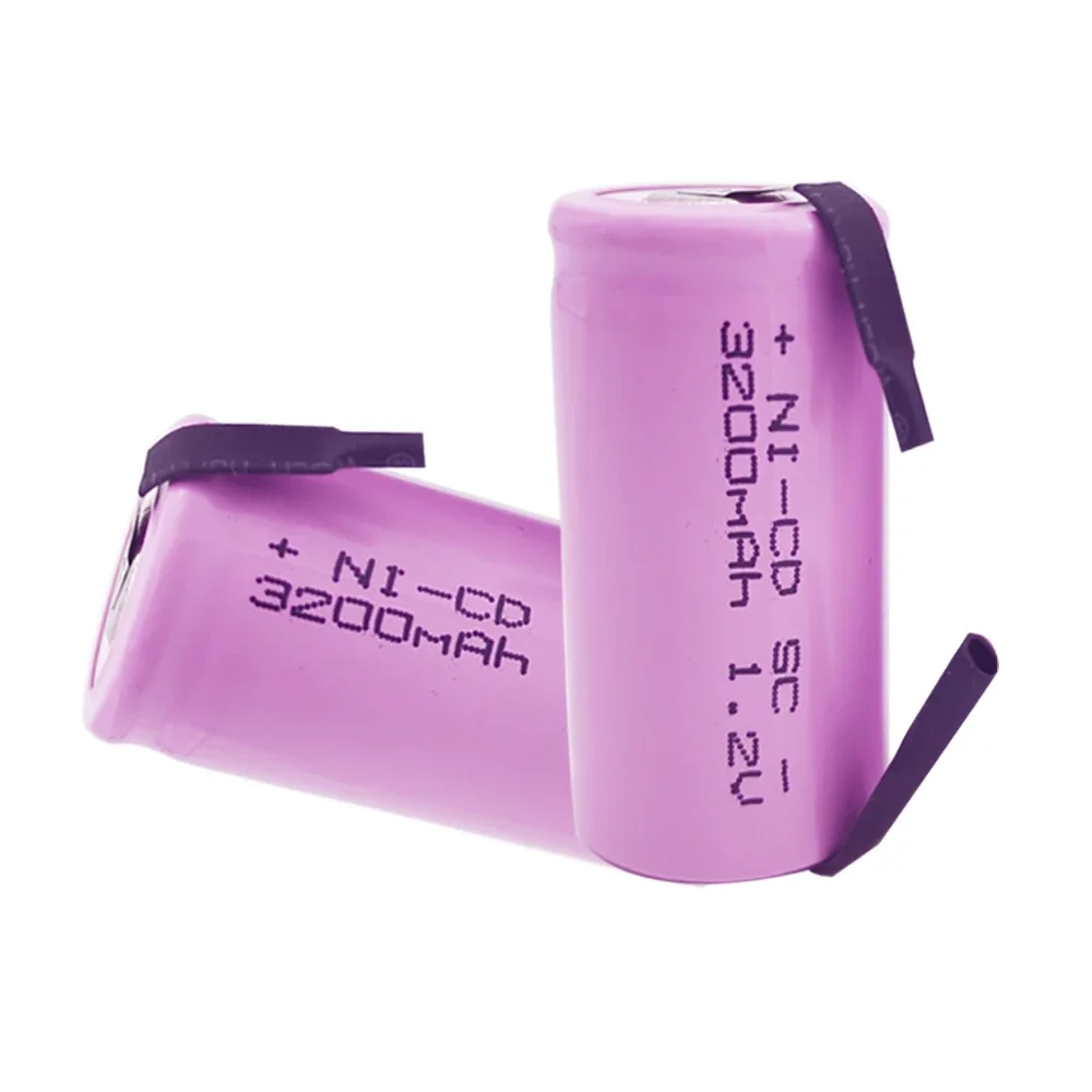 12/18/25pcs SC Subc Nicd Batteries 1.2v 3200mAh Pile Rechargeable  Sub C Cell with Welding Tabs for Electric Drill Screwdriver