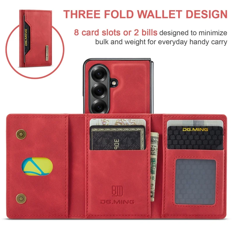 DG.MING Leather Wallet Phone Case for Samsung Galaxy Z Fold 8 Ultra 7 6 5 4 3 fold7 fold6 fold5 Cards Holder Funda Cover Hoseje