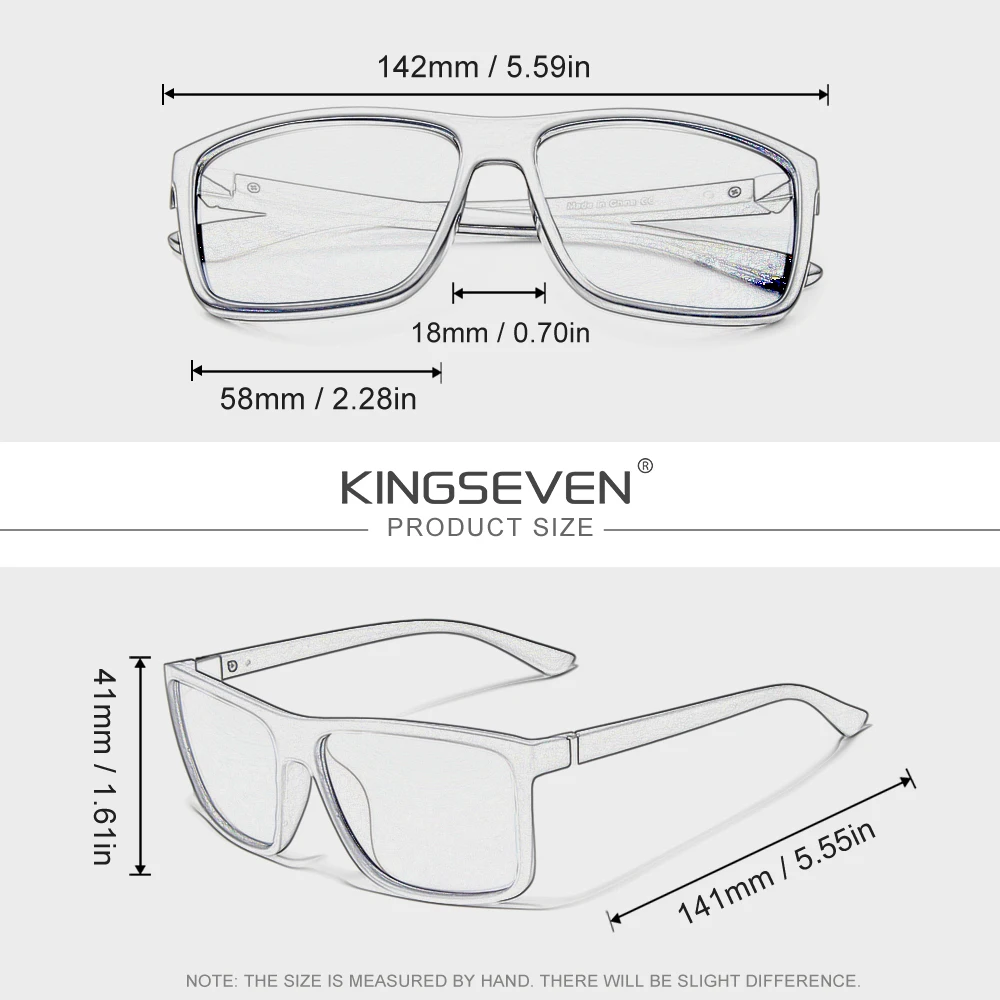 KINGSEVEN Modische Klassische Sonnenbrille für Männer/Frauen Polarisiert UV400 Blendschutz Brille für Autofahren Outdoor Eckige Rahmen Brillen – Detail 2