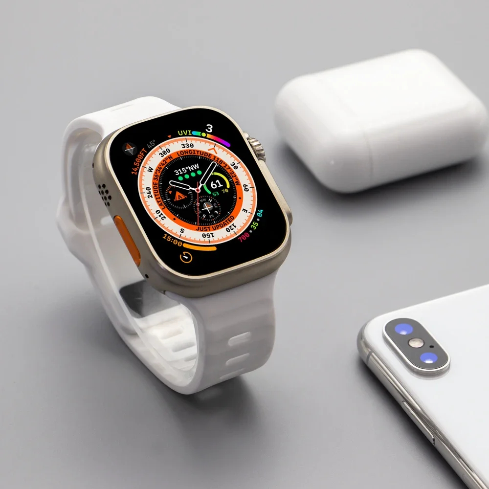 Sport Strap for Apple Watch Ultra 2 Band 49mm 45mm 41mm 44mm 40mm Silicone Bracelet Wristaband for iWatch Series 9 8 7 6 5 4 SE