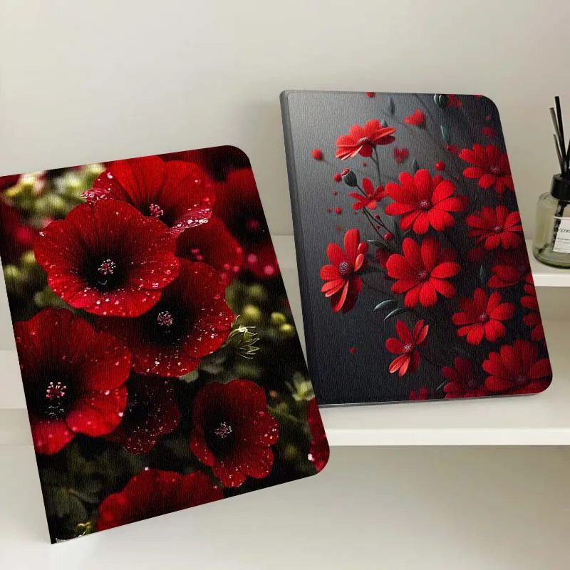 

Red Flower Water Drops Gift Tablet Case For Samsung Tab Galaxy S6 S11 A A7 A8 A9 A11 10.1 10.4 10.5 Plus Lite