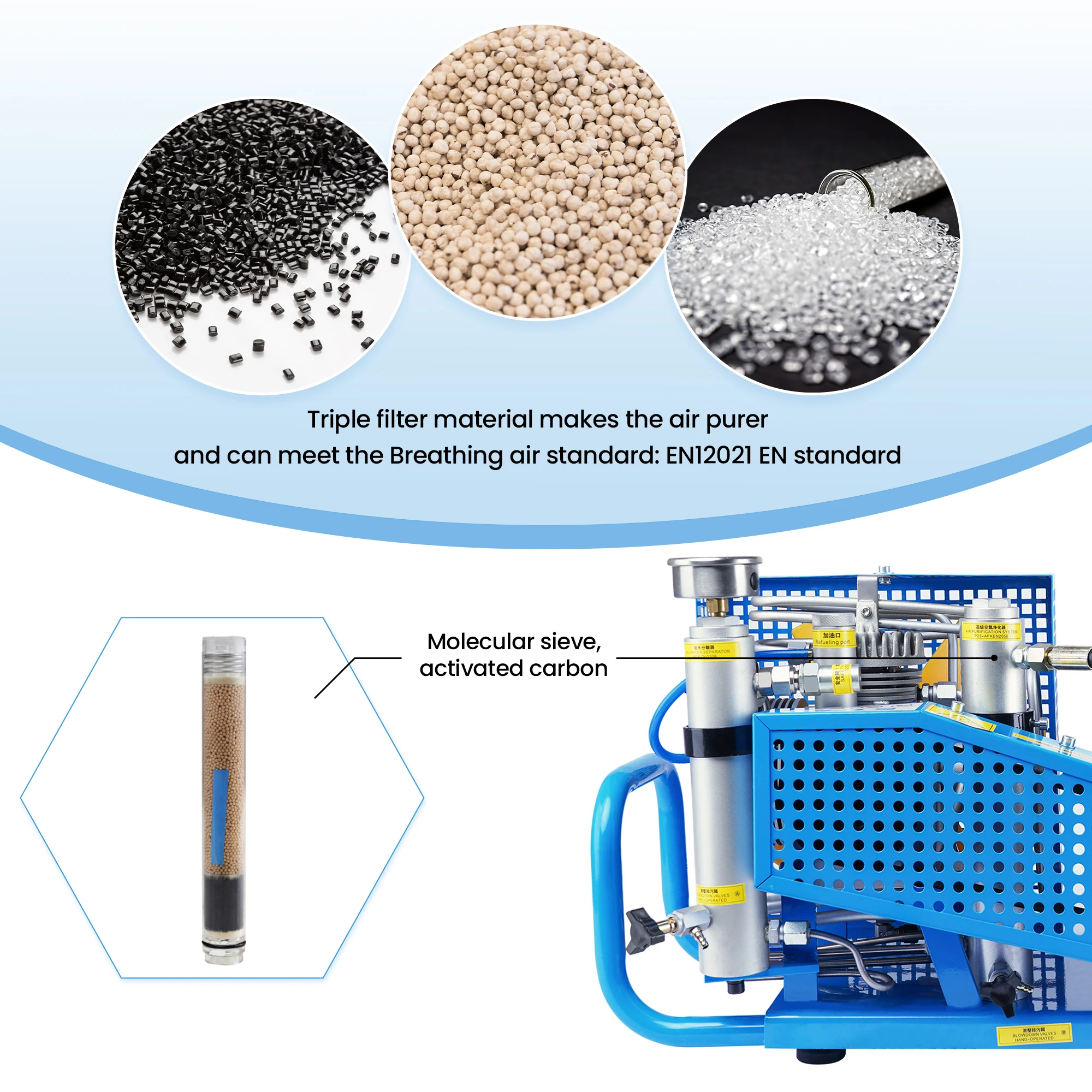 TUXING 300Bar 100L/min ダイビングPCPエアコンプレッサー 4500Psi高圧コンプレッサー PCPスキューバ充填用 0-12Lタンク TXESB041