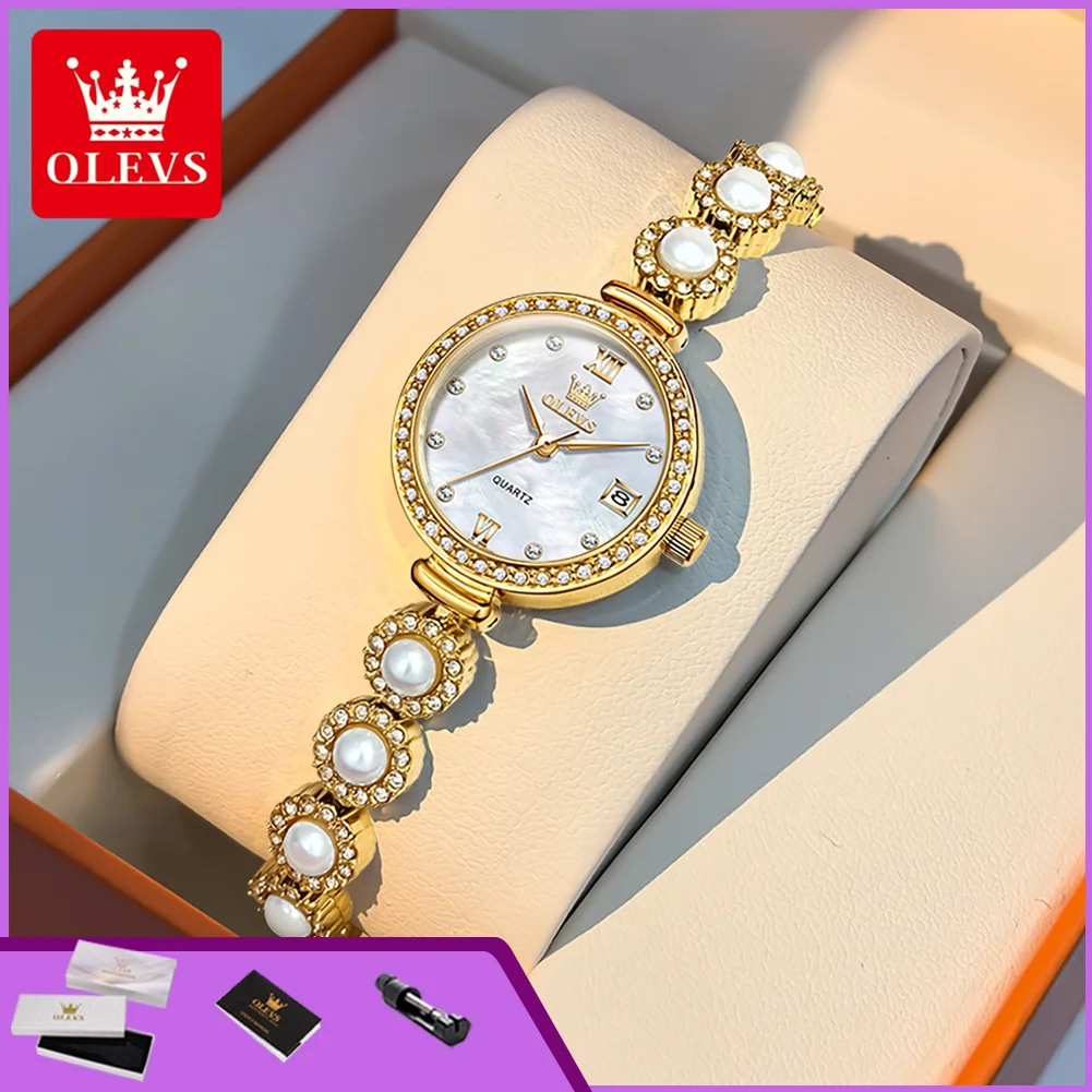 

OLEVS 5635 Fashion Elegant Luxury Ladies Watches Original Waterproof Full Diamond Pearl Women's Bracelet Quartz Wristwatches