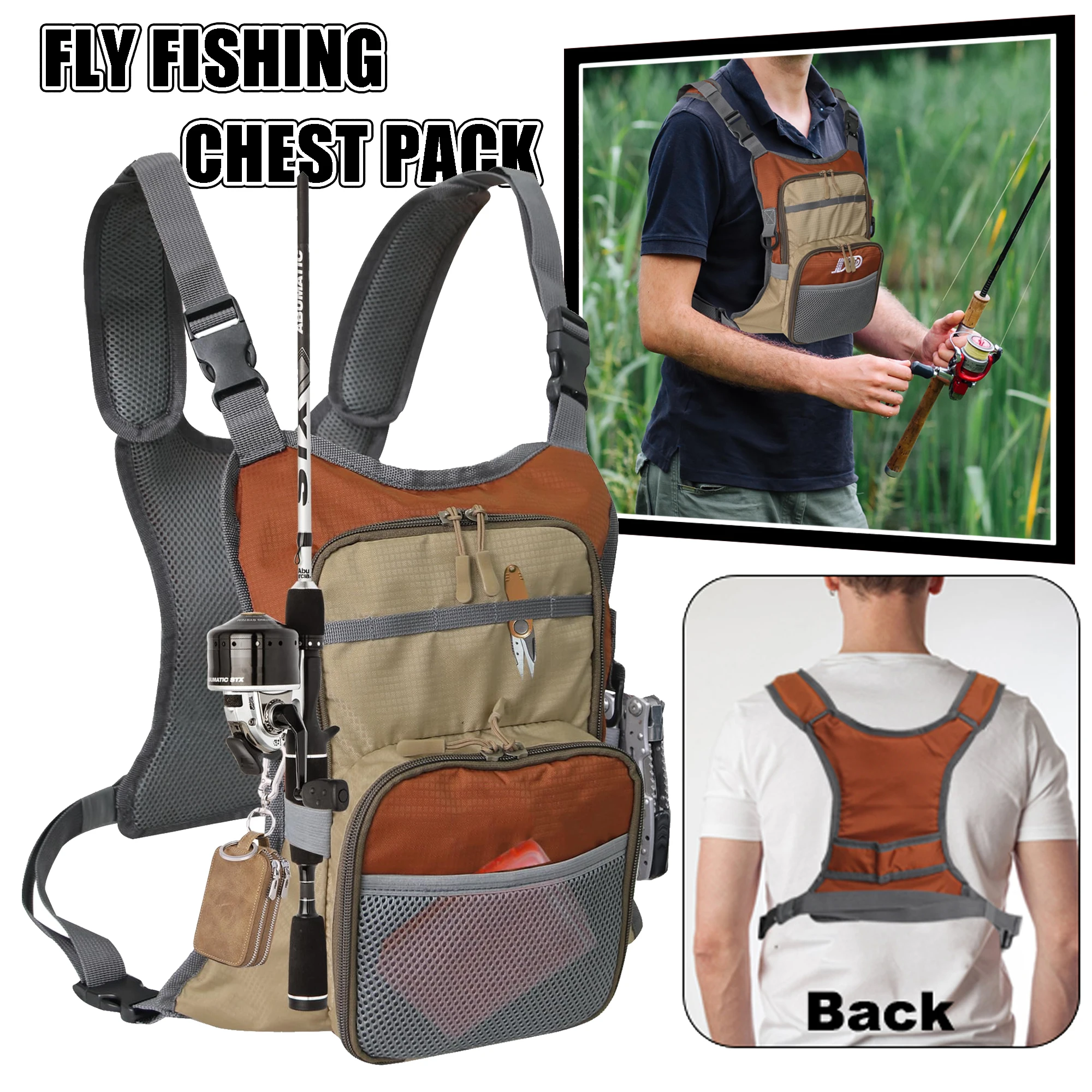 Chaleco pesca mosca ligero MOLLE para cajas y accesorios - imagen 4