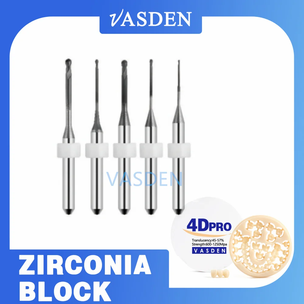 VASDEN Aidite Milling Burs AMW400 AMD500 Lithium Disilicate Dental Lab Material Grinding Coating D6 D4 Milling Cutting Drills