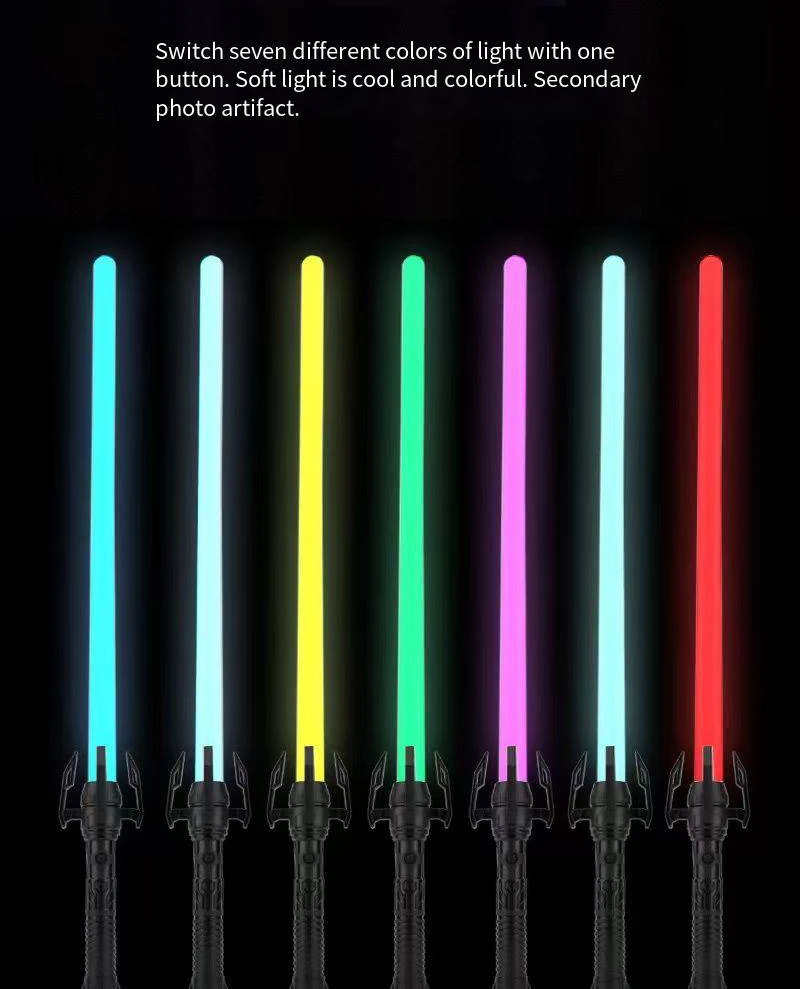 Lightsaber Glowing Sound Induction Toy Laser Sword Telescopic Sword Transformation Seven-Color 2 in 1 Kid Athletic Outdoor Toys