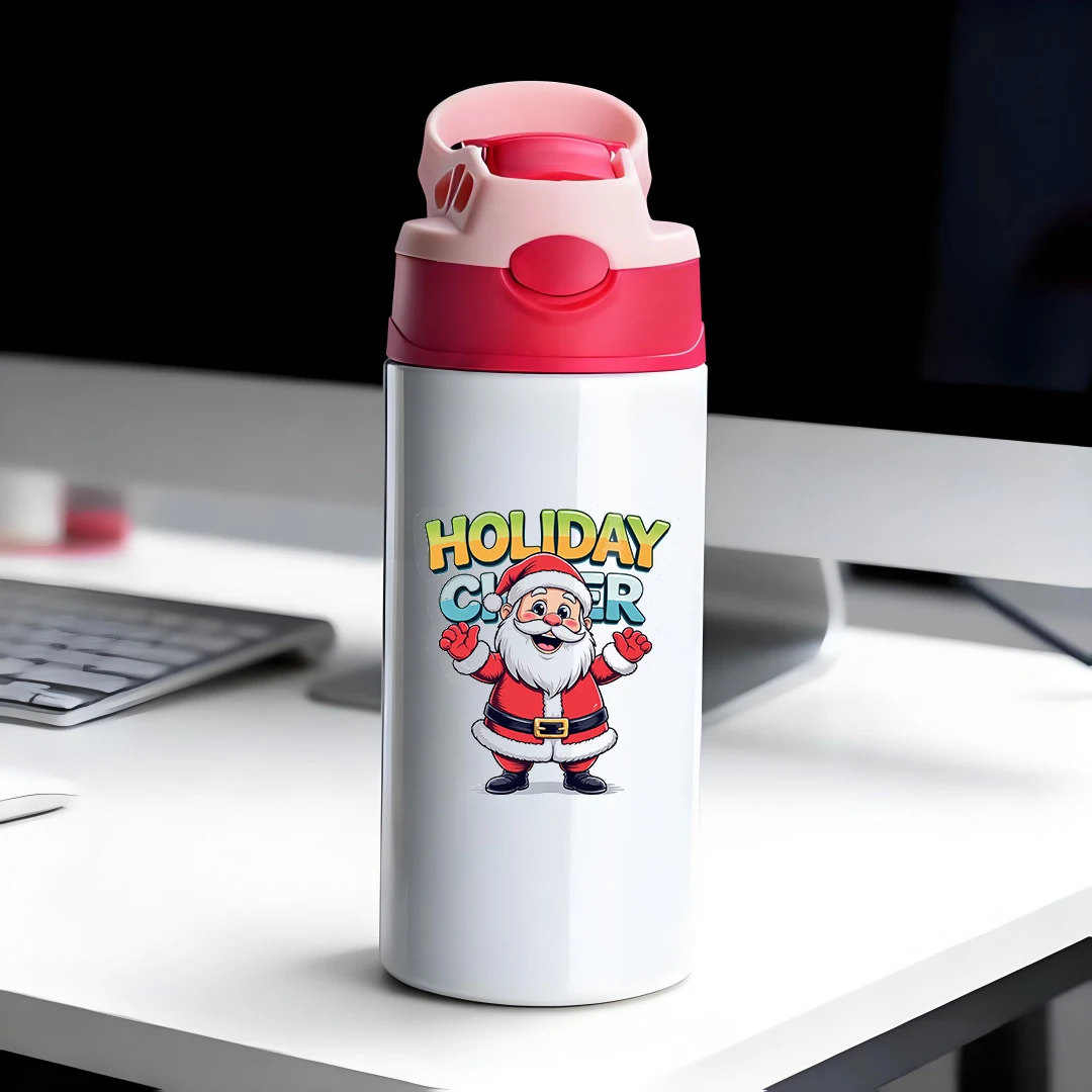 

304 stainless steel thermal cup cartoon Santa Claus straw cup musthave holiday kids water bottle Heartwarming Christmas gift