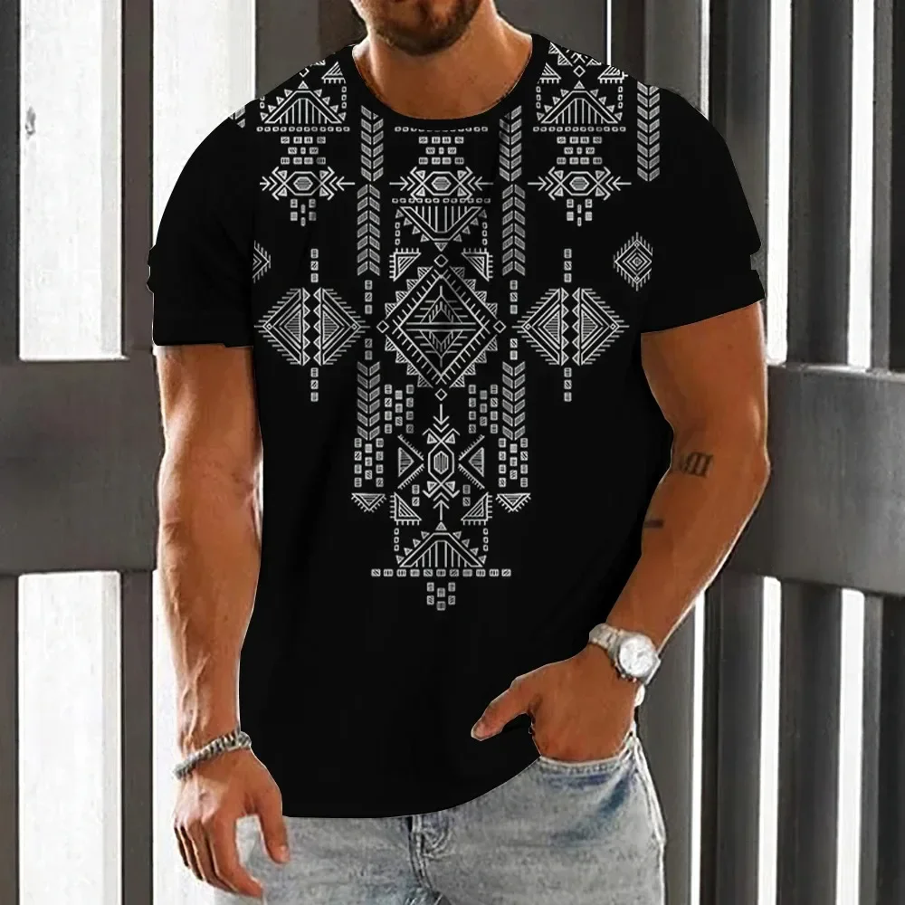 Summer New Men\'s T-shirt 3D Printed Ethnic Style Sun Short Sleeve Retro Street Harajuku Leisure Fashion Trend Plus Size Top