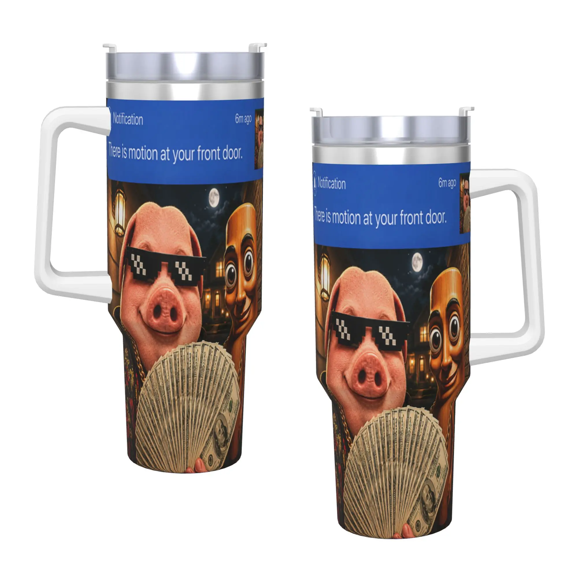 There is Motion at Your Front Door Tung Tung John Pork Tumbler Cold Drink Water Bottle Leakproof Stainless Steel Thermal Mug