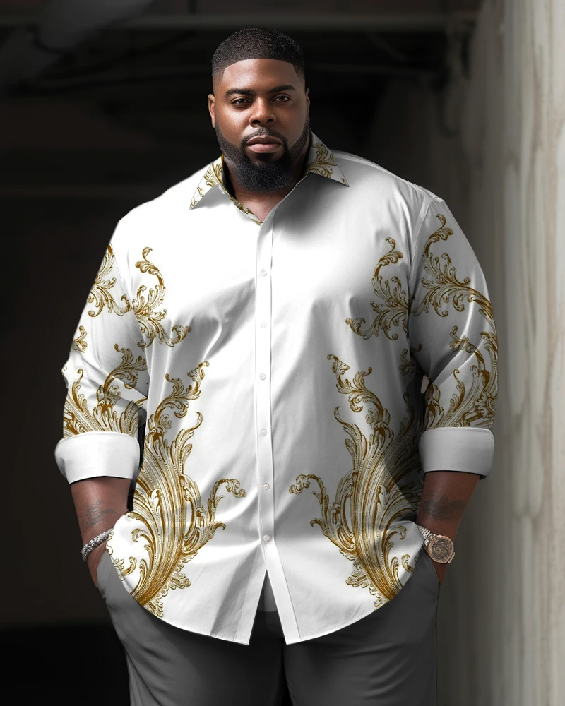 Biggmans Business Purple Shirt Top For Big And Tall Suit Summer Men\'s Clothing Long sleeve Black Leisure Man Plus Size 9XL
