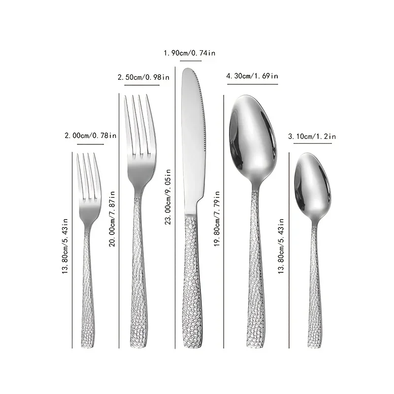 20pcs Stainless Steel Cutlery Set, Unique Diamond Pattern Handle Silverware, Elegant Tableware Set for Home Restaurant