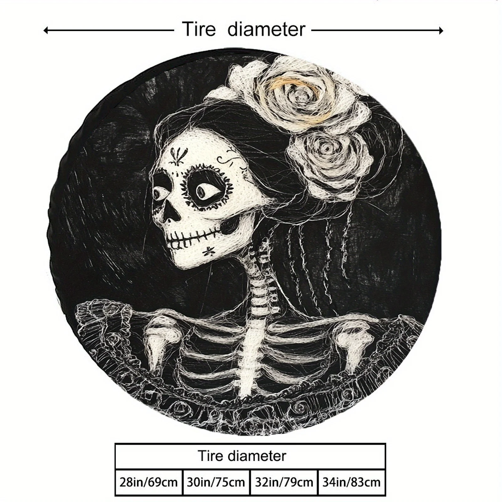1pc High-definition Printed Tire Cover - Black Polyester Fabric, Available In Multiple Sizes From 28-34 Inches, Suitable For SUV