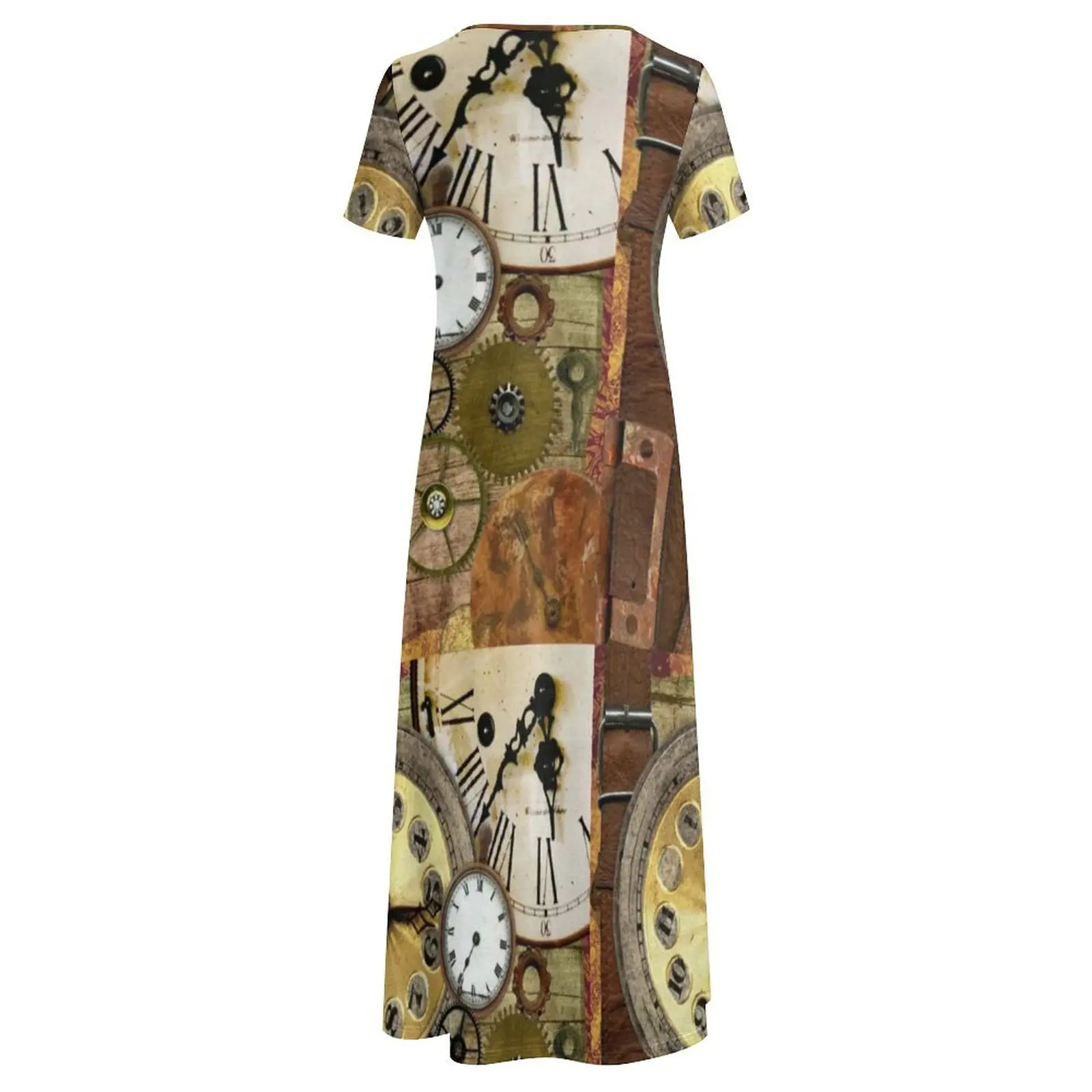 التروس Steampunk فستان البخار الشرير الرقبة التمساح ساعة الجمالية بوهو شاطئ فساتين طويلة النساء فستان ماكسي للحفلات هدية