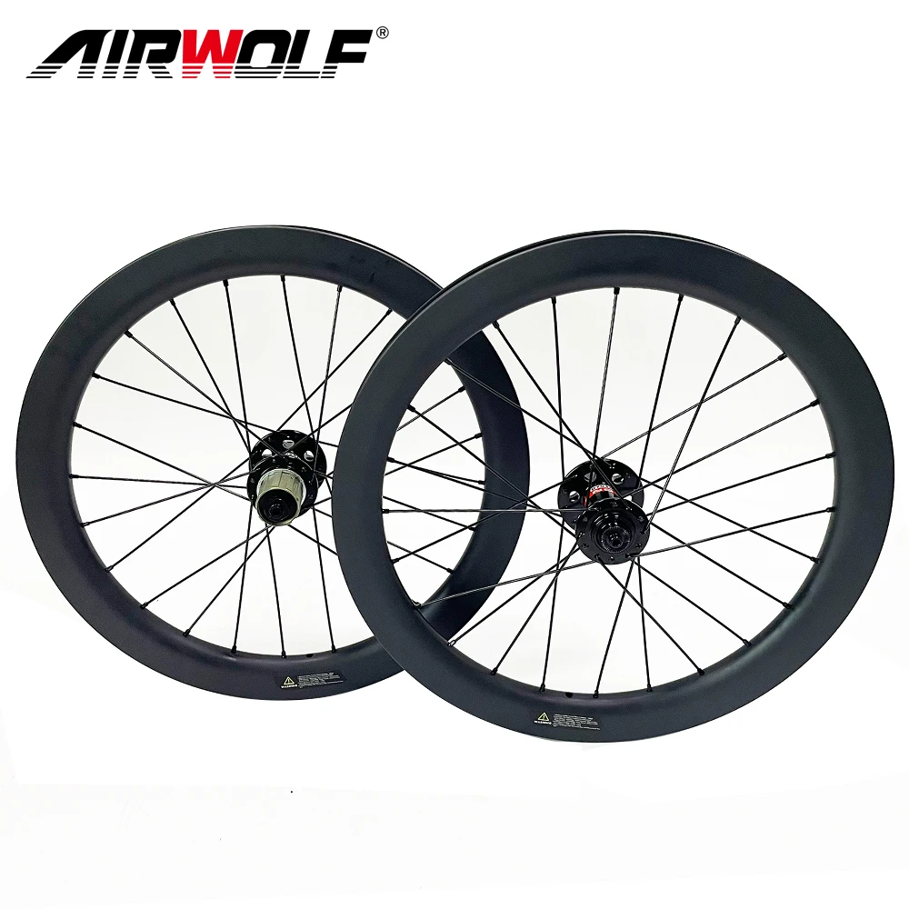 Airwolf-Carbon Fiber Bicycle Wheelset, Folding Bike Wheels, Disc Brake, Clincher, 20 