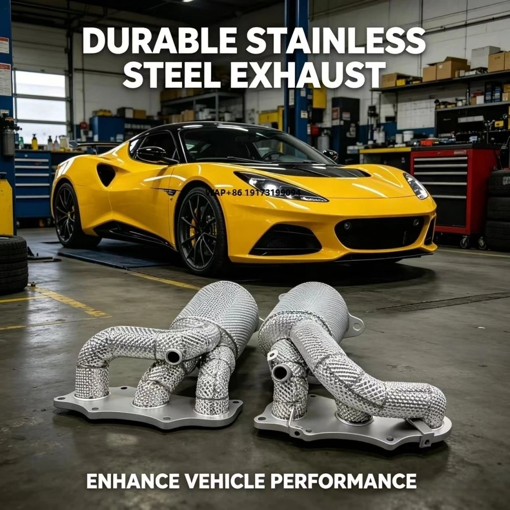 

High Flow Exhaust Manifold for Lotus Evora 3.5L GT410 2011-2015 Downpipe Exhaust Pipes Catalytic Converter with Heat Shield