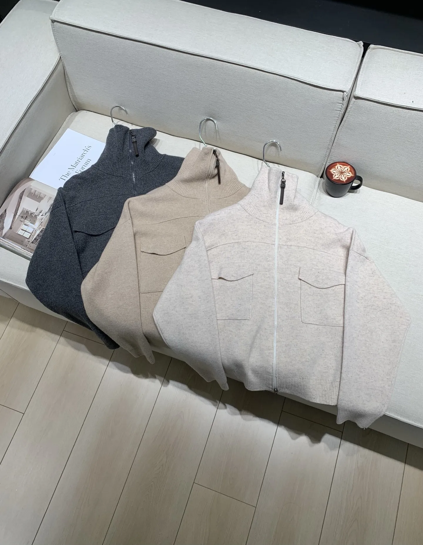 2025 automne et hiver nouveautés cachemire laine épais revers tricoté veste fermeture éclair décontracté banlieue hauts femmes