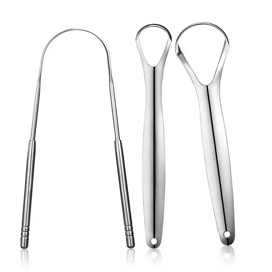 مجموعة صناديق حديد مكشطة اللسان 1/2/3/4 قطعة، مكشطة لسان من الفولاذ المقاوم للصدأ على شكل حرف U، تقلل من رائحة الفم الكريهة، منظف لسان من الفولاذ المقاوم للصدأ