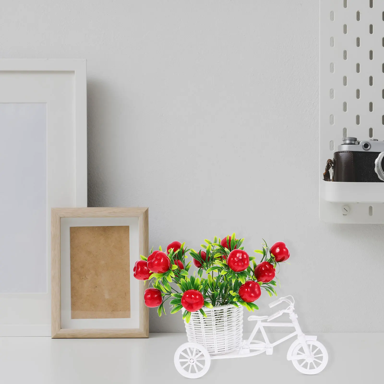 

1pc Flower Car With Artificial Apples Decorative Bicycle For Home Office Table Centerpiece Faux Plants Wedding Party Decorations
