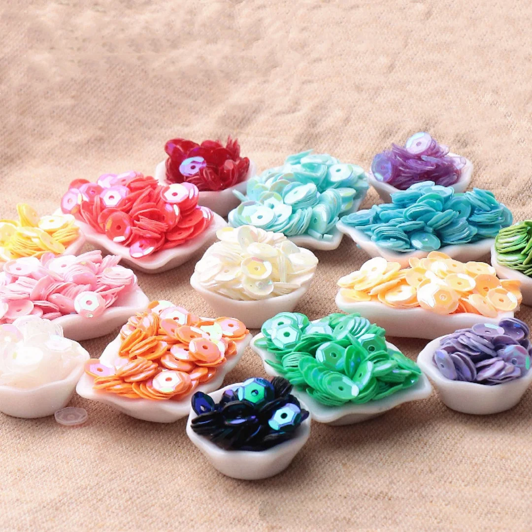 1000pcs 6mm AB Iridescent Sequins, Curved Pieces, Circular Concave Pieces, Bead Pieces, DIY Hand Sewn Clothing Accessories