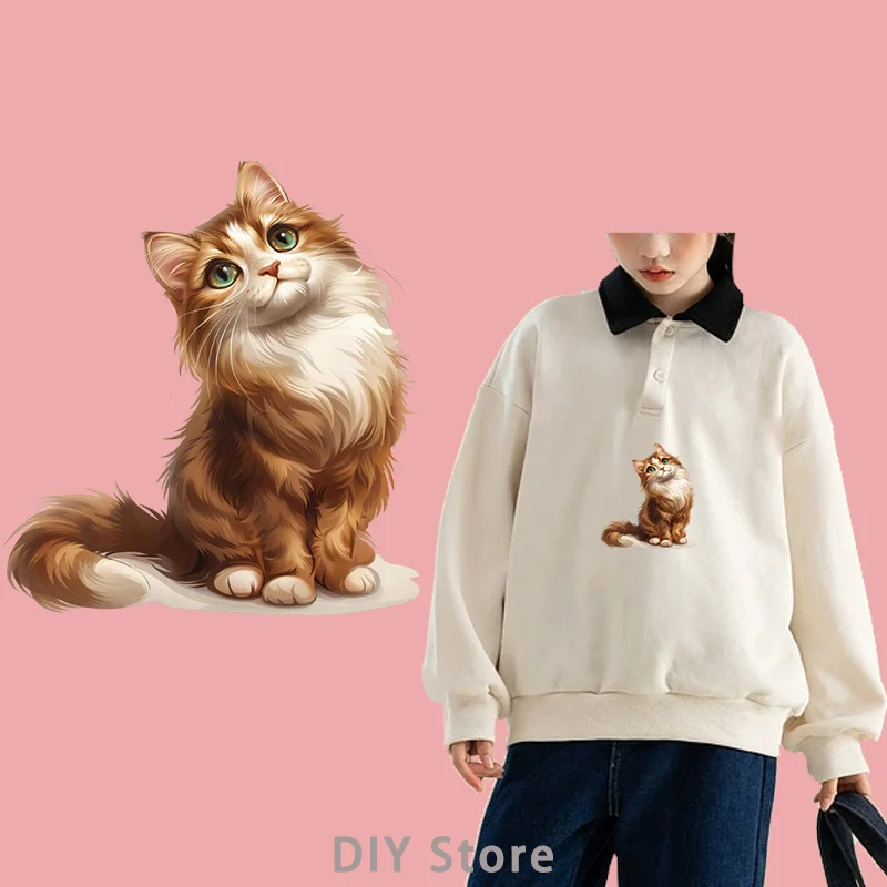 lovely cartoon cat dtf Heat Transfer On Clothes iron on heat transfer patches for clothing Heat Transfer Patches Stickers.