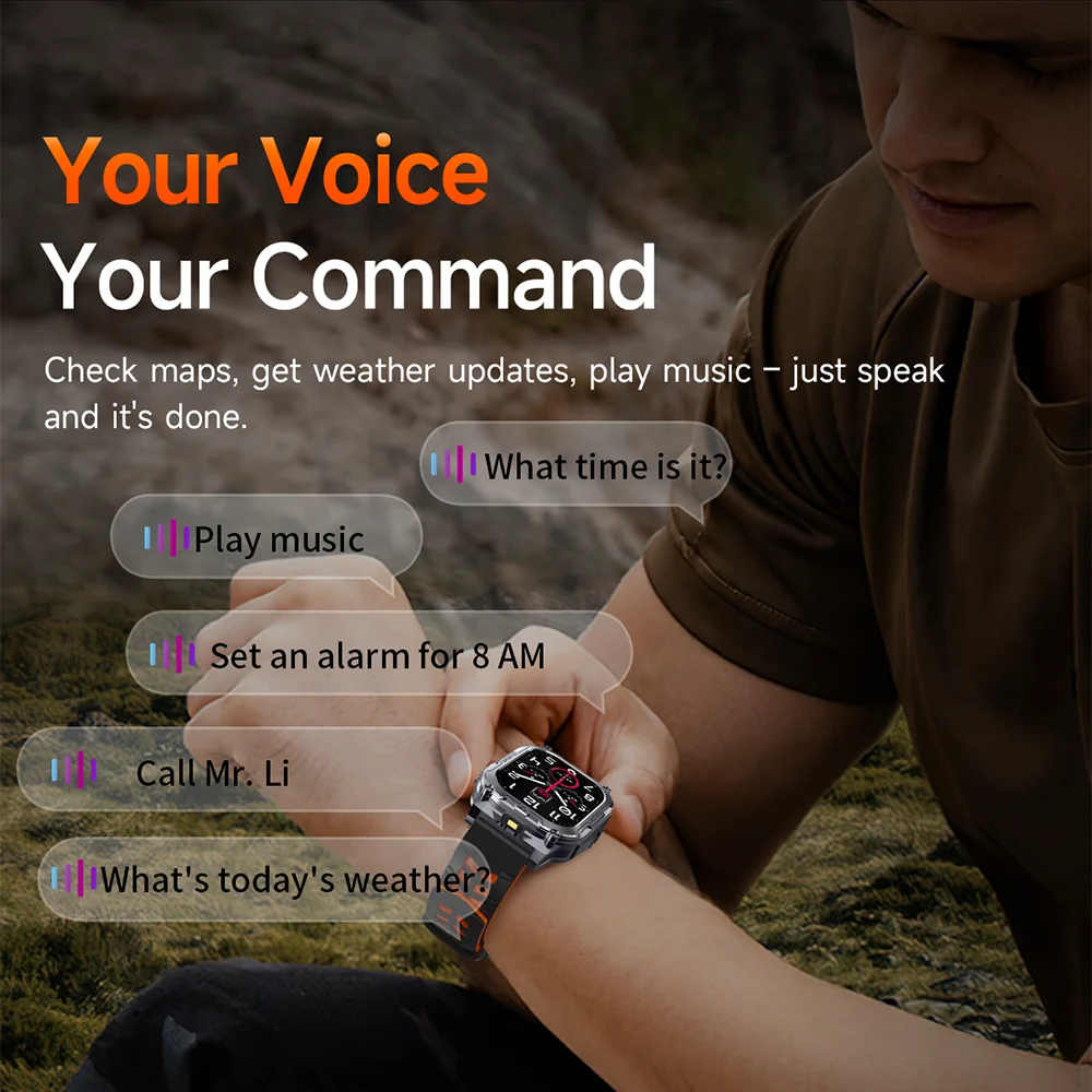 Novo relógio inteligente militar bulit-in bússola altímetro 3atm ip69k à prova dip69 água amoled bluetooth chamada 2.01 "relógio inteligente para android ios