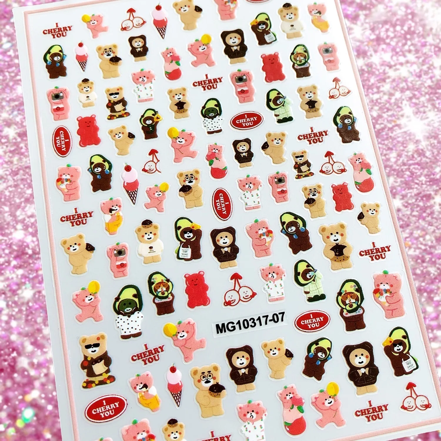 3D Cartoon Bear Nail Stickers Self-Adhesive Nail decoration Perfect for Parties and Happy Occasions