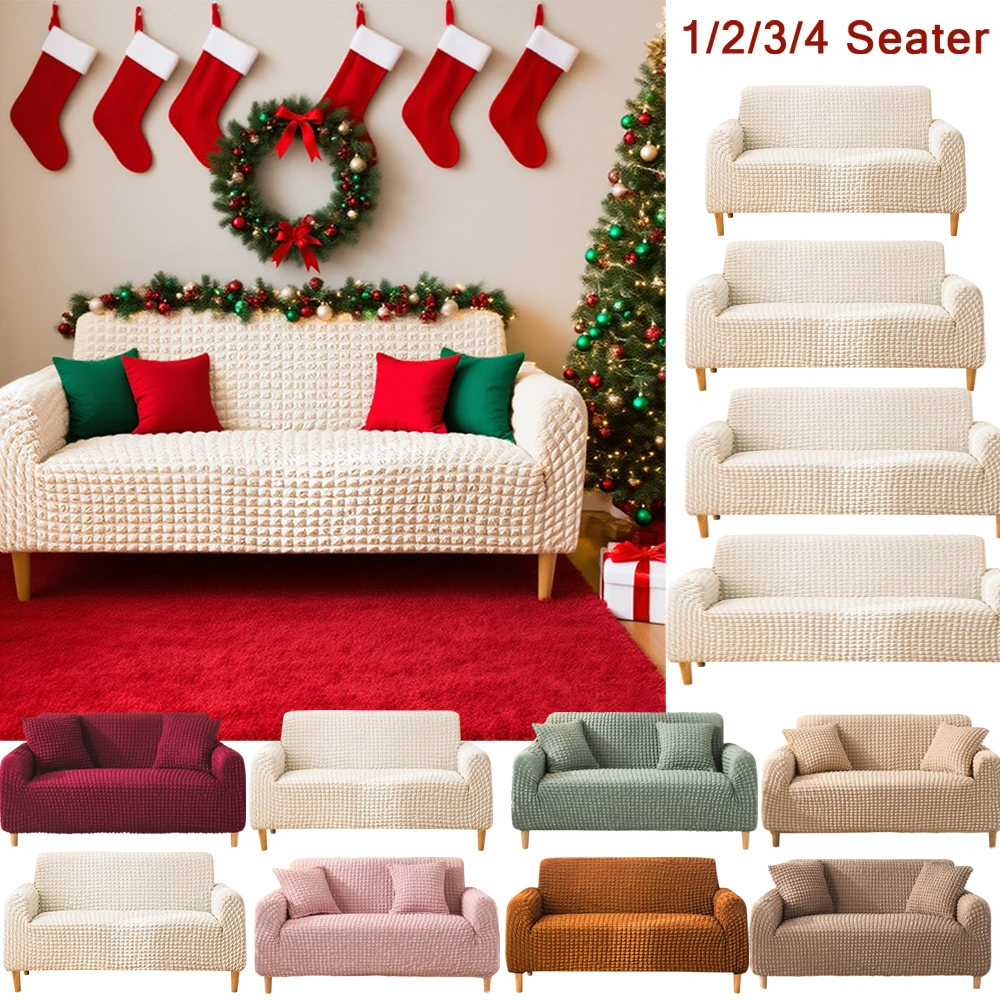 Solid Color Elastic Jacquard Sofa Cover 1/2/3/4 Seater Machine Washable,L-shape Chair Protector Couch Cover Furniture Protective