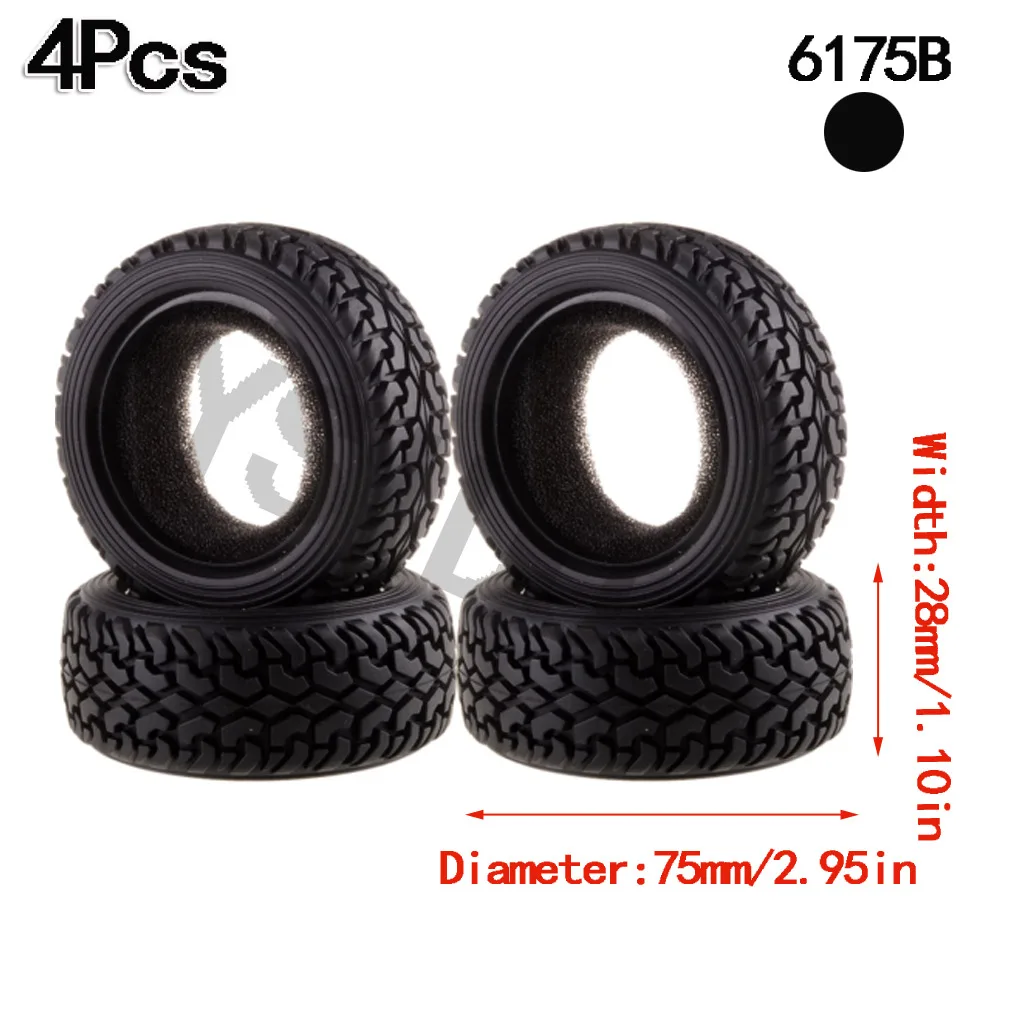 4PCS YSIDO 75mm RC 1/10 Rally Tires for 1/10 RC Car On-Road Racing Rally HSP HPI Redcat Tamiya Kyosho SAKURA Upgrade Accessories