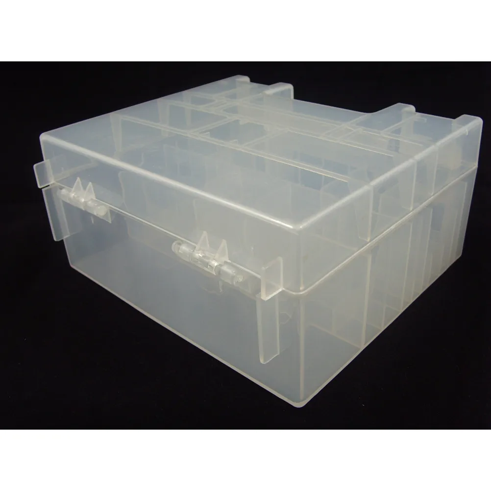 Premium PP Plastic Battery Organizer Box Portable Clear Design for Aa 9V Batteries with Classified Compartments Leakproof