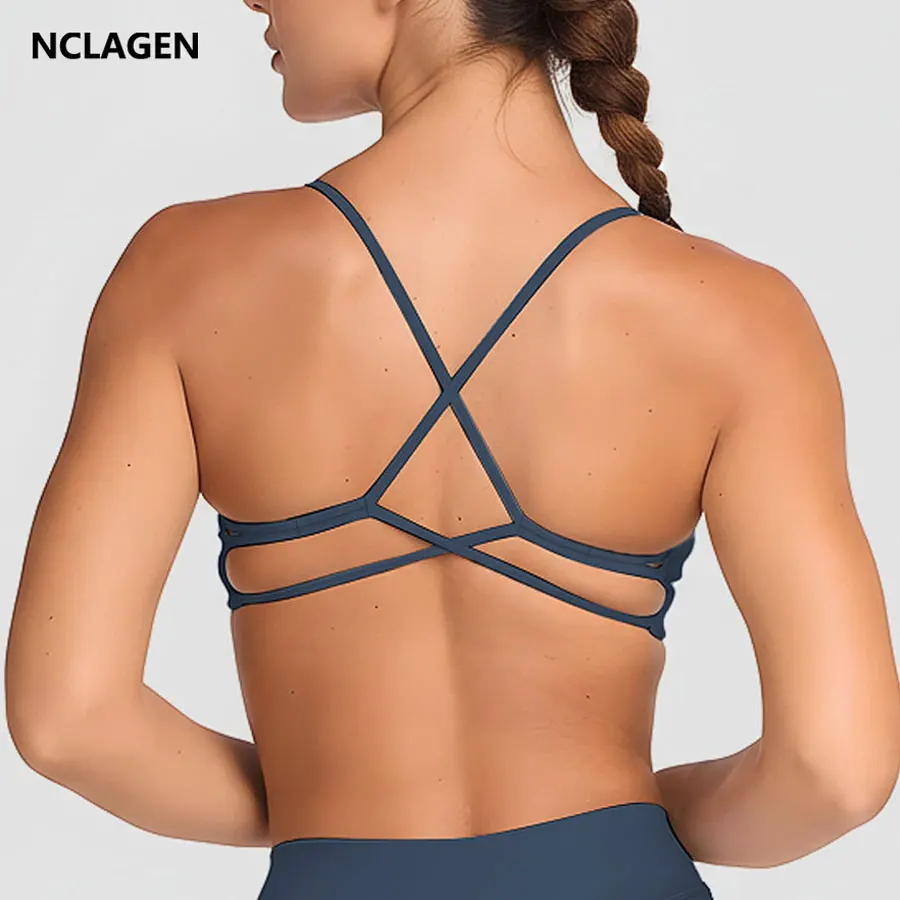 

NCLAGEN женское нижнее белье для спортзала, спортивный бюстгальтер с эффектом пуш-ап, ударопрочный укороченный топ с крестом на спине, укороченный топ для йоги, бег, тренировки, фитнес, пилатес, майка