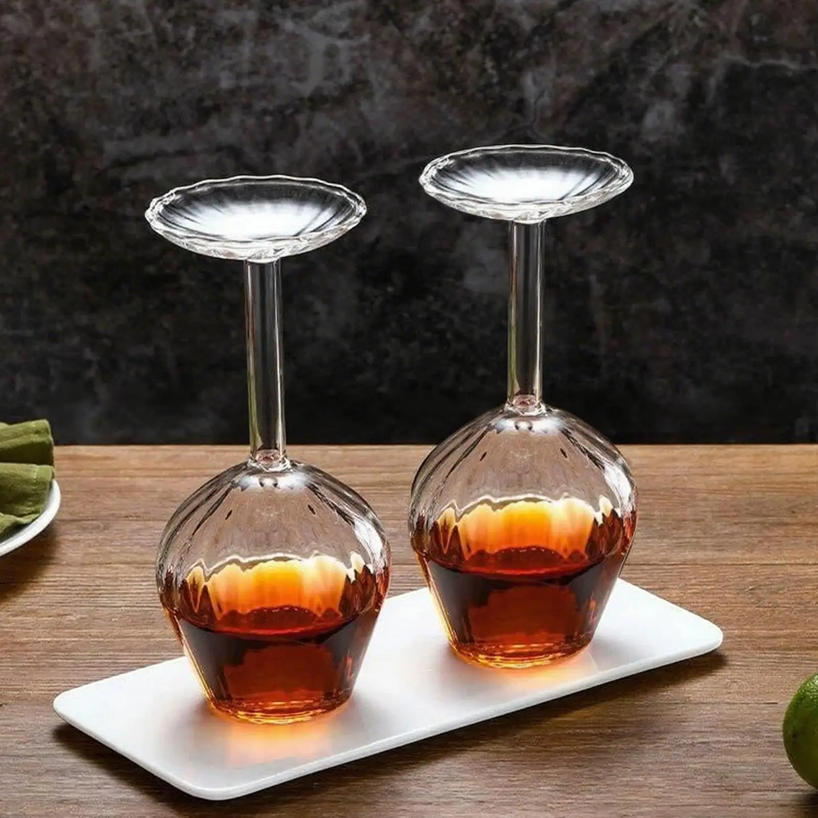 

Upgraded striped inverted wine glass 14 Oz Novetly Upside Down Cups Inverted Drinkware Unique Christmas Gift for Wine Lovers