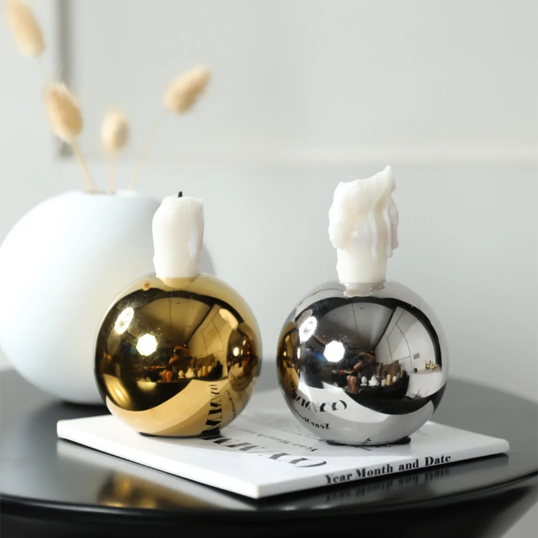 Nordic Round Ceramic Candlestick Ornaments Home Romantic Wedding Coffee Shop Decor Desktop Candlelight Dinner Ornaments Gift