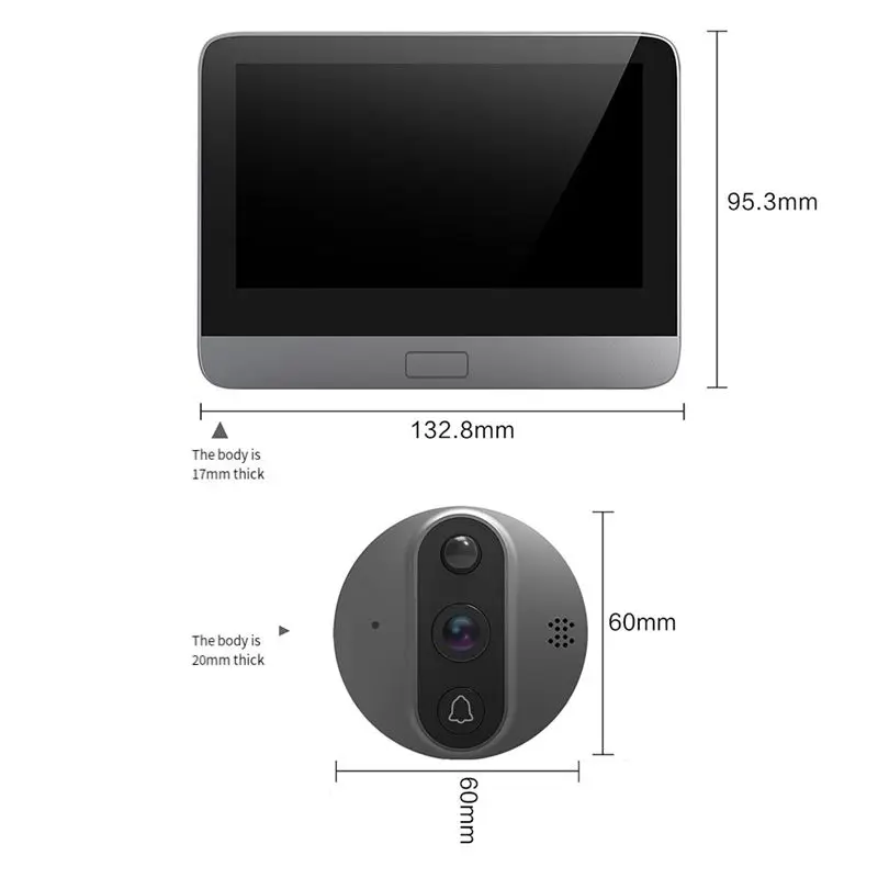 ONCE 3MP Vita Intelligente Tuya 1080P Wifi Campanello per Porte Spioncino Telecamera 5000Mah Batteria Rilevatore di Movimento PIR Visualizzatore Digitale IR