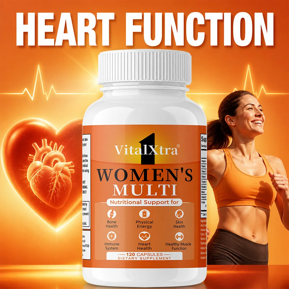 

Women's Multivitamin Supplement, Vitamin A C D E K B Calcium Magnesium, Supports Immunity Energy Heart Bone Joint Skin & Focus