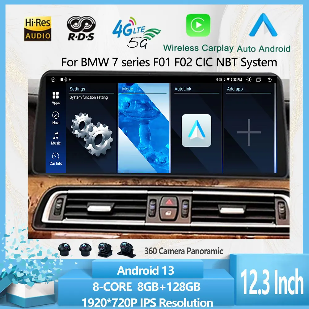 

Carplay DSP Android 14 для BMW 7 серии F01 F02 CIC система NBT Автомобильный плеер мультимедийная деталь 4G Lte беспроводной RDS