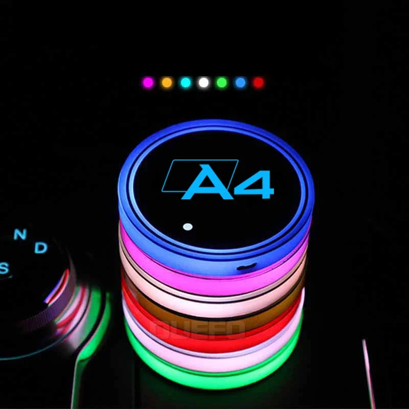 

2PCs led water coaster water glass atmosphere light for Audi A3 A4 A5 A6 A7 A8 Q3 Q5 Q7 Q8 car accessories