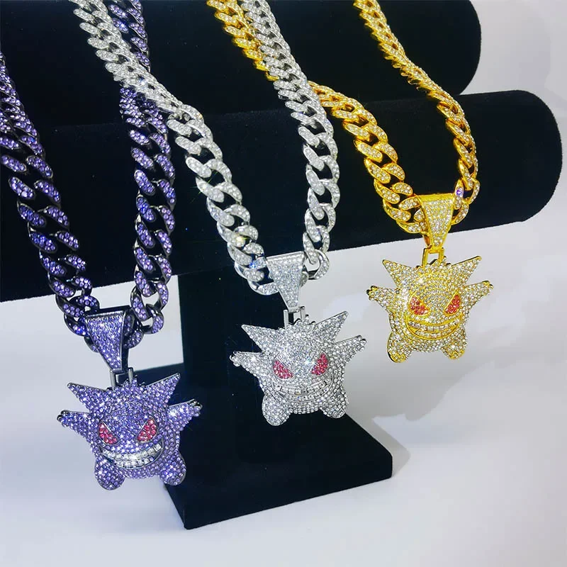 Hewan peliharaan Geng Elf kalung Anime berlian Monster liontin Fashion rantai Kuba pria hadiah liburan