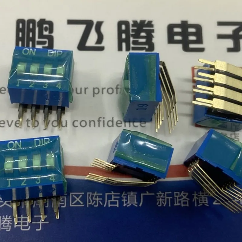 5PCS/lot  Taiwan-made NDA-04BTV NDA-02BTV dip switch 4P 2P bent foot vertical side dial 90 degrees 2.54mm blue