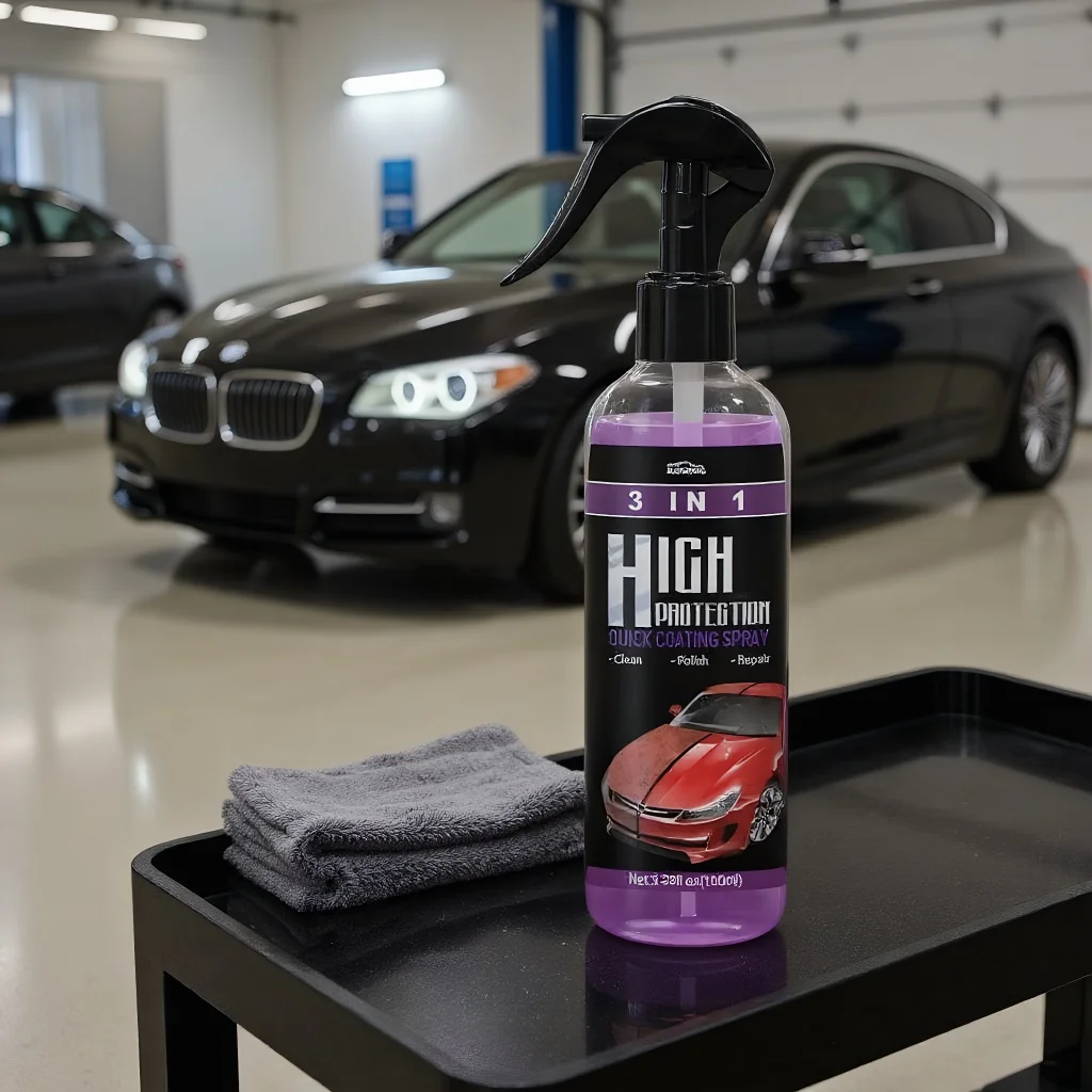 Szybka powłoka ceramiczna 3 w 1 - hydrofobowy spray błyszczący do szkła, felg i lakieru