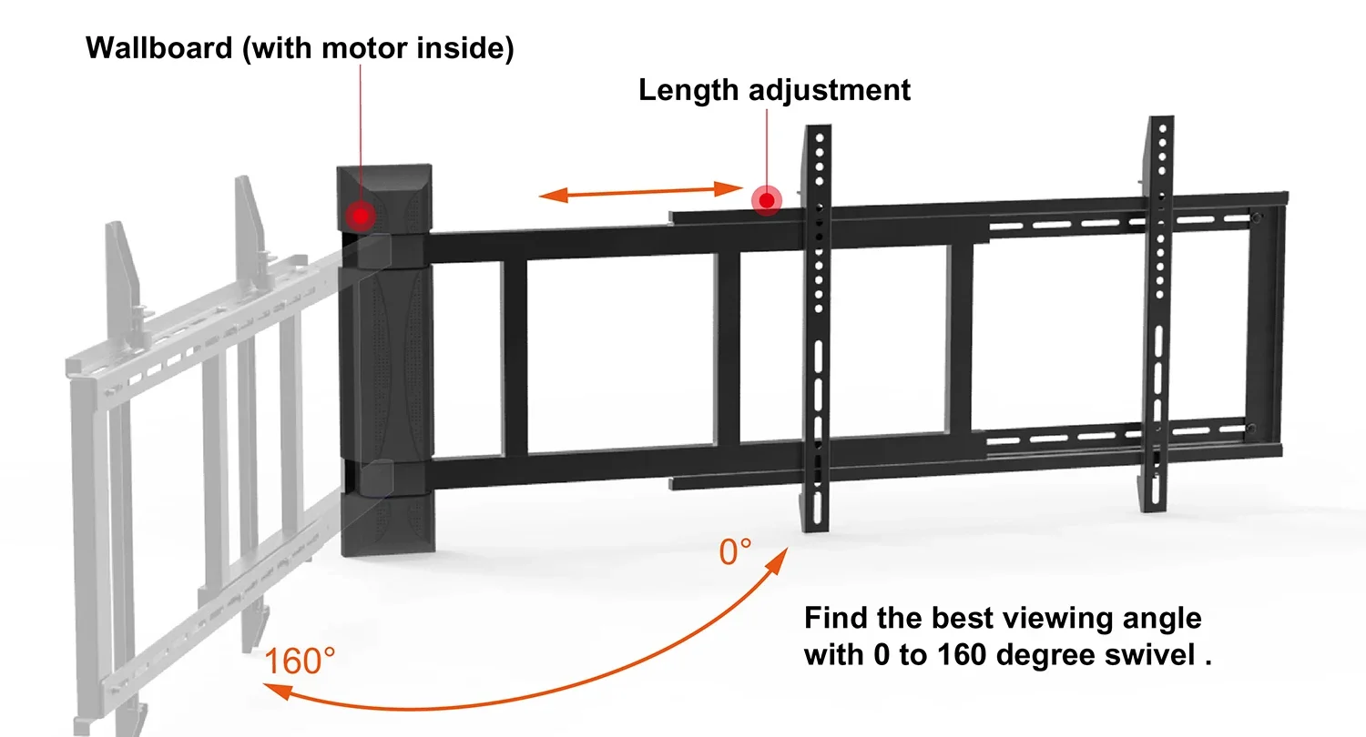 Adjustable Tilt Swivel Remote Control Electric TV Bracket Full Motion TV Mount