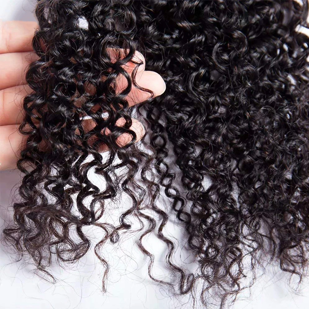 Megeen-mechones de cabello humano rizado Remy, extensiones de cabello brasileño de onda profunda, 12A, 1B, 95-100 gramos, longitud real, 1 paquete
