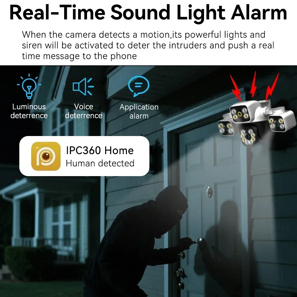ثلاثة شاشة ثلاثة عدسة 12MP HD WIFI IP اللون للرؤية الليلية كاميرا تتبع السيارات IP66 مقاوم للماء CCTV فيديو الأمن IPC360Home #3