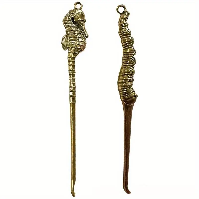Creative Brass Hippocampus Cordyceps Sinensis Earpick Gift Insect Series Animal Cleaner Keychain Pendant