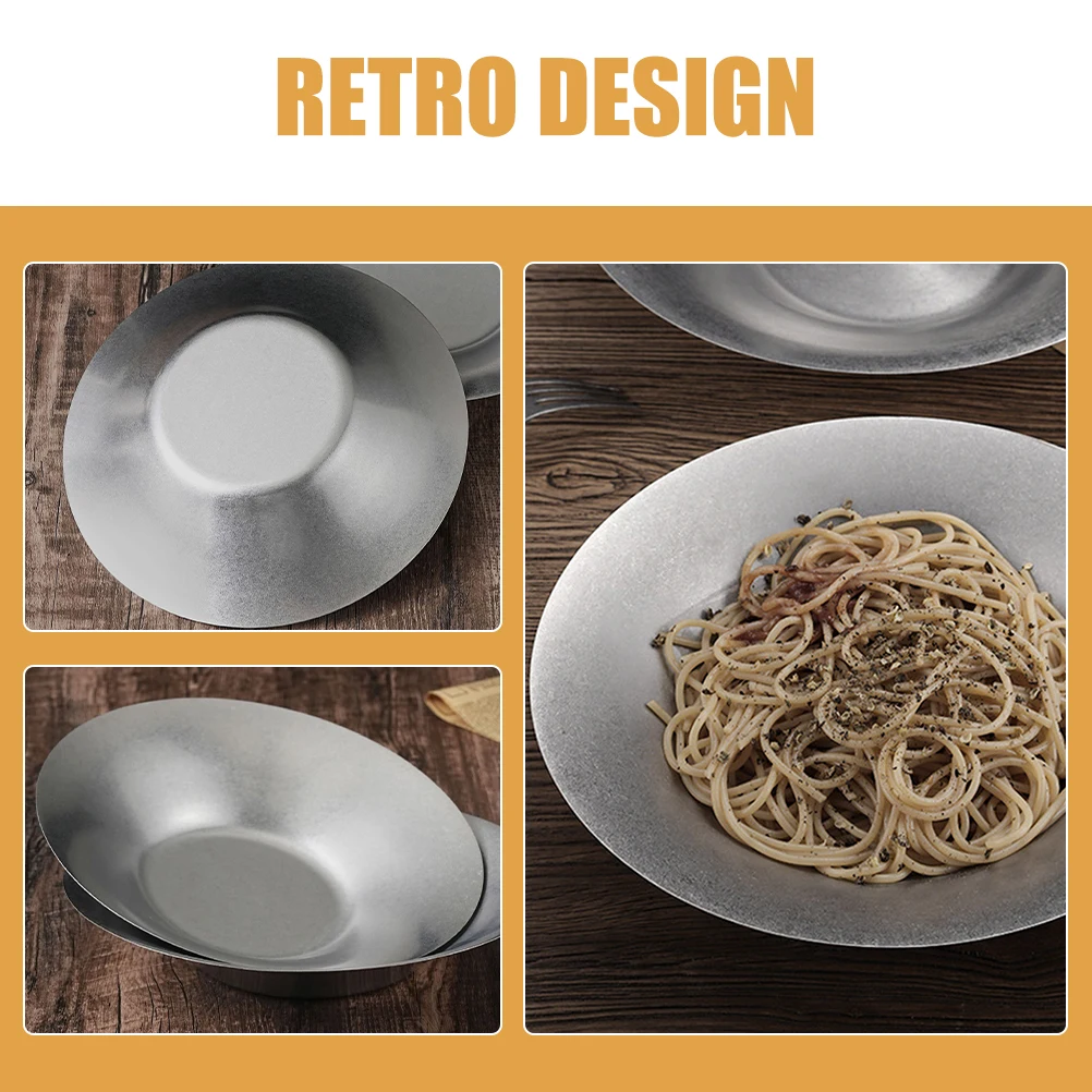 

Retro Stainless Steel Pasta Bowl Large Capacity 27cm Diameter Fruit Salad Kitchen Utensil Mixing Bowl Pot Home Essential