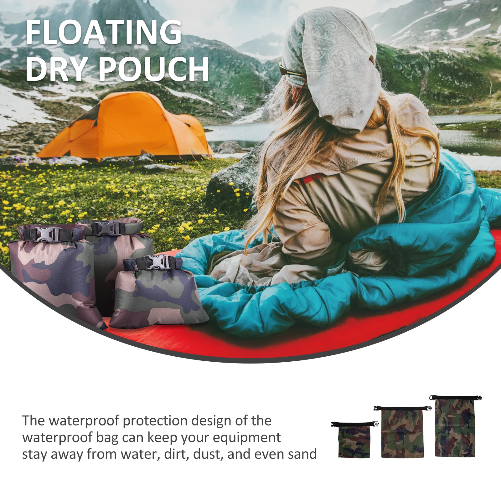 3Pcs Waterproof Dry Bags Portable Drifting Storage Pouches Outdoor Camping Kayaking Rafting Storage Bag Dry Bag