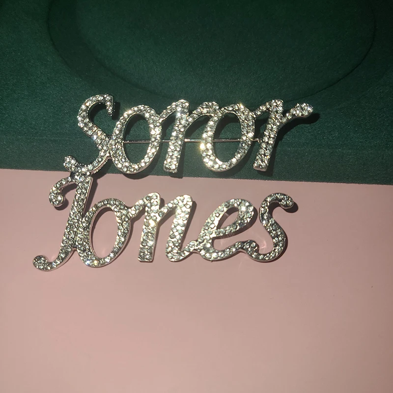 GRANDBLING Rhinestone Customized Name Pins Handmade Custom Name Plate Pins Wedding Party Badges Unique Jewelry Gift